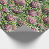 Patroon roze en groene Protea Flowers Cadeaupapier (Hoek)