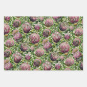 Patroon roze en groene Protea Flowers Inpakpapier Vel (Voorkant 3)
