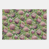 Patroon roze en groene Protea Flowers Inpakpapier Vel (Voorkant)