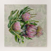 Patroon roze en groene Protea Flowers Legpuzzel (Horizontaal)