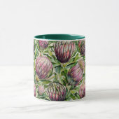 Patroon roze en groene Protea Flowers Mok (Midden)
