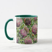 Patroon roze en groene Protea Flowers Mok (Links)