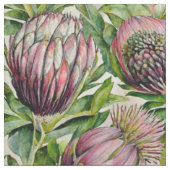 Patroon roze en groene Protea Flowers Stof (Close Up)