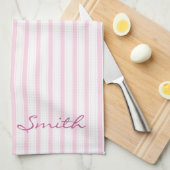 Patroon roze en witte strepen theedoek (Quarter Fold)