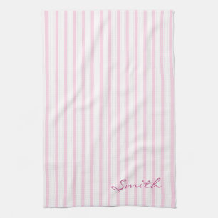 Patroon roze en witte strepen theedoek