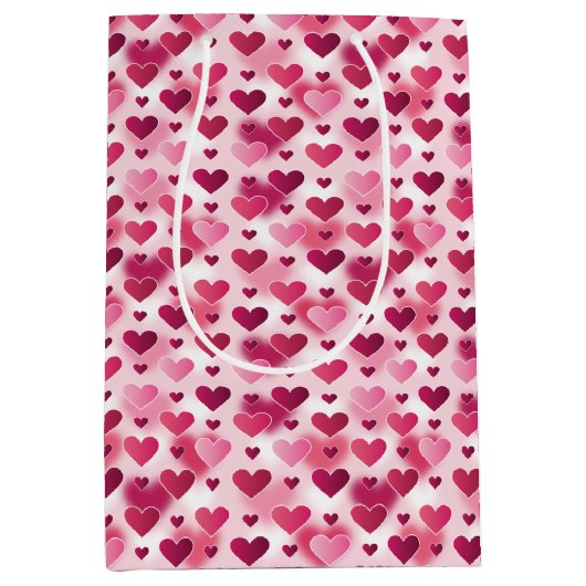 Patroon roze harten - thema Valentijnsdag Medium Cadeauzakje (Voorkant)