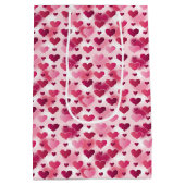 Patroon roze harten - thema Valentijnsdag Medium Cadeauzakje (Achterkant)