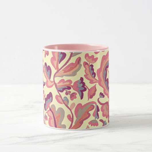 Patroon Roze Perzik Retro Stijl Mok Cup (Midden)