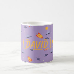 Patroon ruimte oranje lavendel naam koffiemok