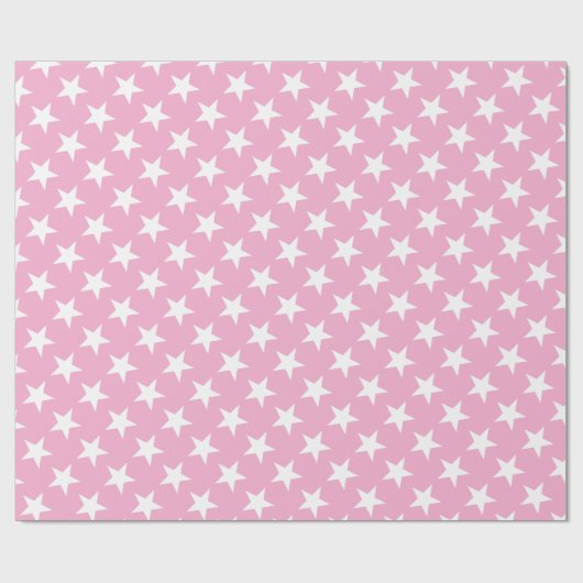 Patroon Schattig Roze Wit Sterren Gift Elegant Mod Cadeaupapier (Vlak)