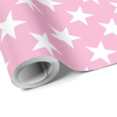 Patroon Schattig Roze Wit Sterren Gift Elegant Mod Cadeaupapier (Rol Hoek)
