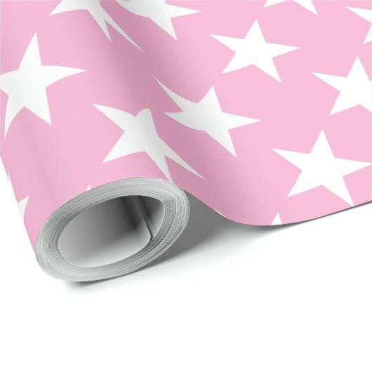 Patroon Schattig Roze Wit Sterren Gift Elegant Mod Cadeaupapier (Rol Hoek)