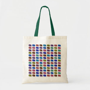 patroon schattige kleurenolifanten tote bag