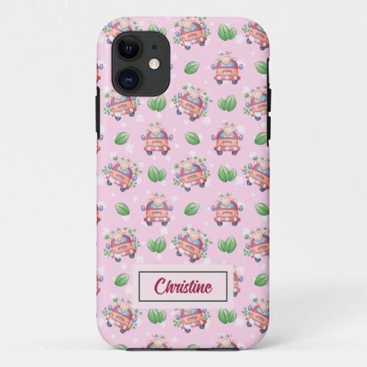 Patroon Schattige Schaap iPhone Cases (Achterkant)
