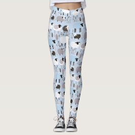 Patroon Schattige Schapenpastel Blauw Kleur Minima Leggings