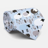 Patroon Schattige Schapenpastel Blauw Kleur Minima Stropdas (Opgerold)