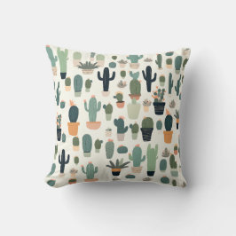 Patroon Schattigee Cactus Groene Minimale Illustra Kussen