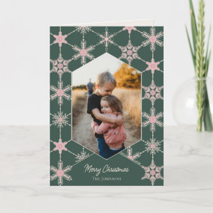 Patroon Sneeuwvlok Aangepaste Foto Kerstmis Feestdagen Kaart