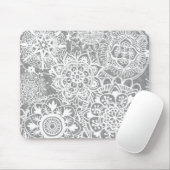 Patroon Soft Grey en White Mandala Muismat (Met muis)