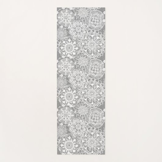 Patroon Soft Grey en White Mandala Yogamat (Voorkant)