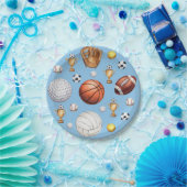 Patroon Sport thema Voetbal Tennis Baseball Papieren Bordje (Feest)