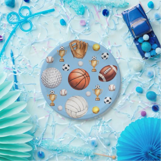Patroon Sport thema Voetbal Tennis Baseball Papieren Bordje (Feest)