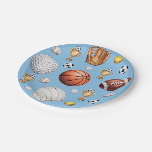 Patroon Sport thema Voetbal Tennis Baseball Papieren Bordje (Gekanteld)