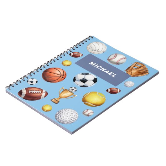 patroon sportief getint voetbal tennis honkbal  notitieboek (Linkerzijde)