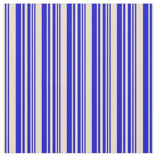 Patroon Tan & Blue Lines Stof (Close Up)
