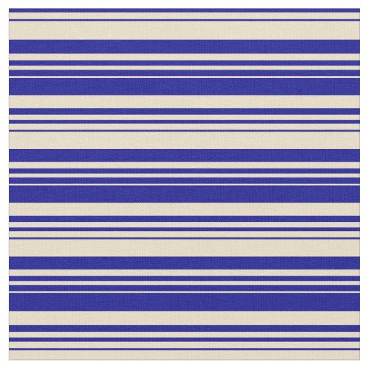 Patroon Tan en Dark Blue Lines Stof (Close Up)