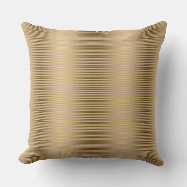 Patroon Tan en Gold Stripes Kussen (Voorkant)