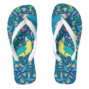 Patroon ter illustratie van tropische vogels en bl teenslippers