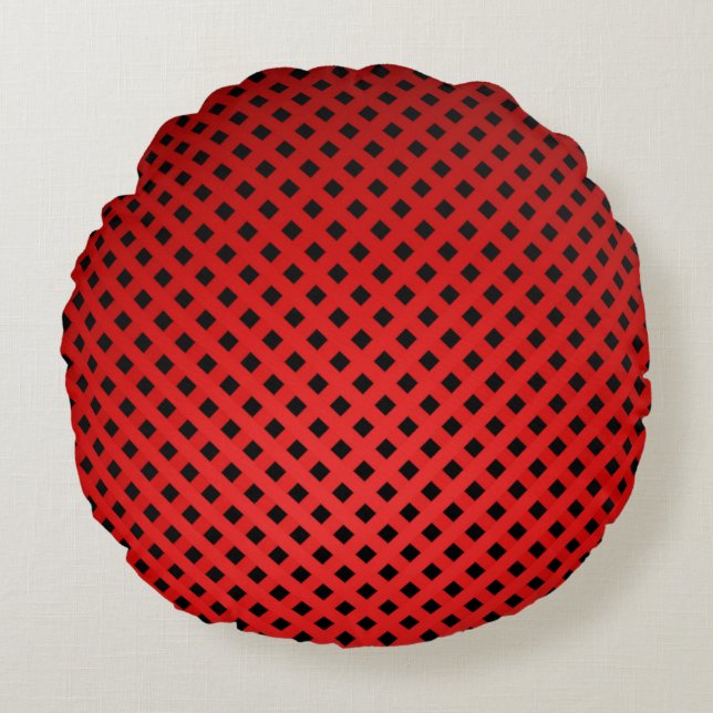 Patroon Trendy & Chic Red & Black Stripe Rond Kussen (Voorkant)