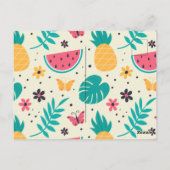 Patroon Tropische Fruit Watermelon Pineappel Briefkaart (Achterkant)