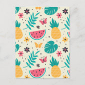 Patroon Tropische Fruit Watermelon Pineappel Briefkaart (Voorkant)