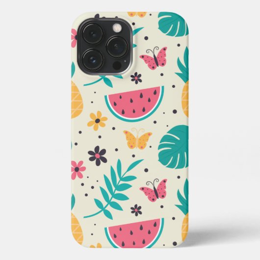 Patroon Tropische Fruit Watermelon Pineappel iPhone Hoesje (Achterkant)