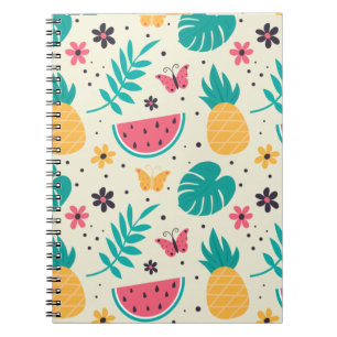 Patroon Tropische Fruit Watermelon Pineappel Notitieboek