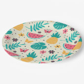 Patroon Tropische Fruit Watermelon Pineappel Papieren Bordje (Gekanteld)