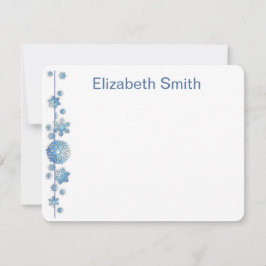 Patroon Vakantie Blauw Sneeuwvlok Winter Chic Notitiekaartje