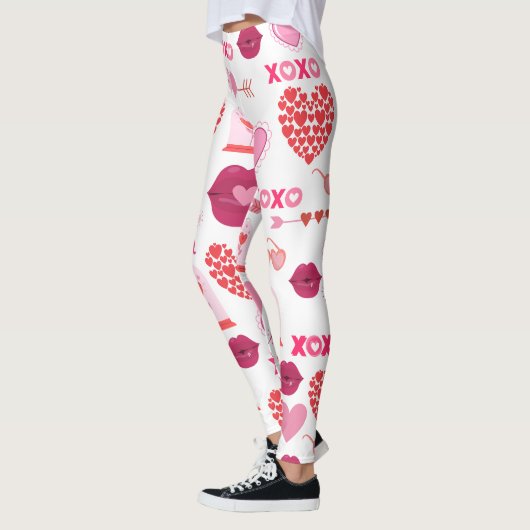 Patroon Valentijn`s Day 2024 achtergrond met hart Leggings (Links)