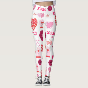 Patroon Valentijn`s Day 2024 achtergrond met hart Leggings