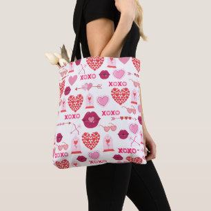 Patroon Valentijn`s Day 2024 achtergrond met hart Tote Bag