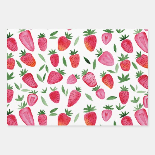 patroon van aardbeien in de waterverf inpakpapier vel (Voorkant 2)