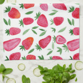 patroon van aardbeien in de waterverf theedoek (Gevouwen)