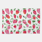 patroon van aardbeien in de waterverf theedoek (Horizontaal)