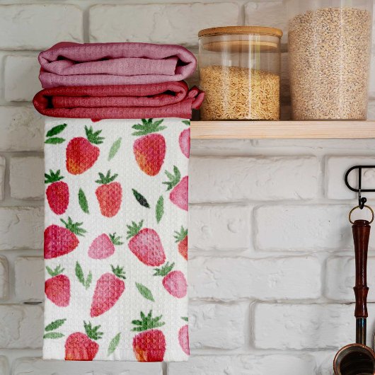 patroon van aardbeien in de waterverf theedoek