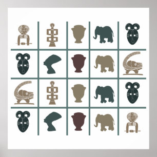 patroon van afrikaanse kleurrijke symbolen poster