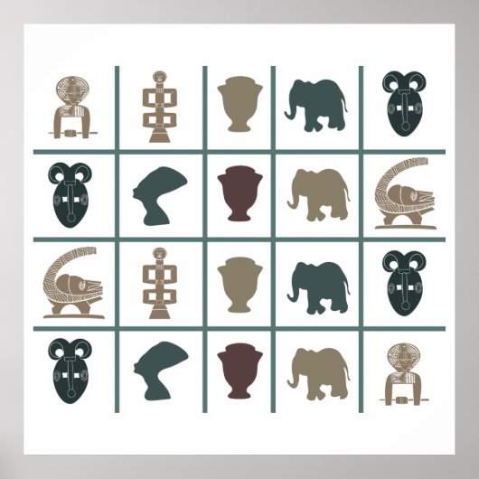 patroon van afrikaanse kleurrijke symbolen poster (Voorkant)