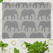 Patroon van Afrikaanse olifant Silhouettes Theedoek (Gevouwen)