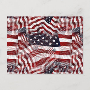 Patroon van Amerikaanse vlag Red White Blue Stripe Briefkaart